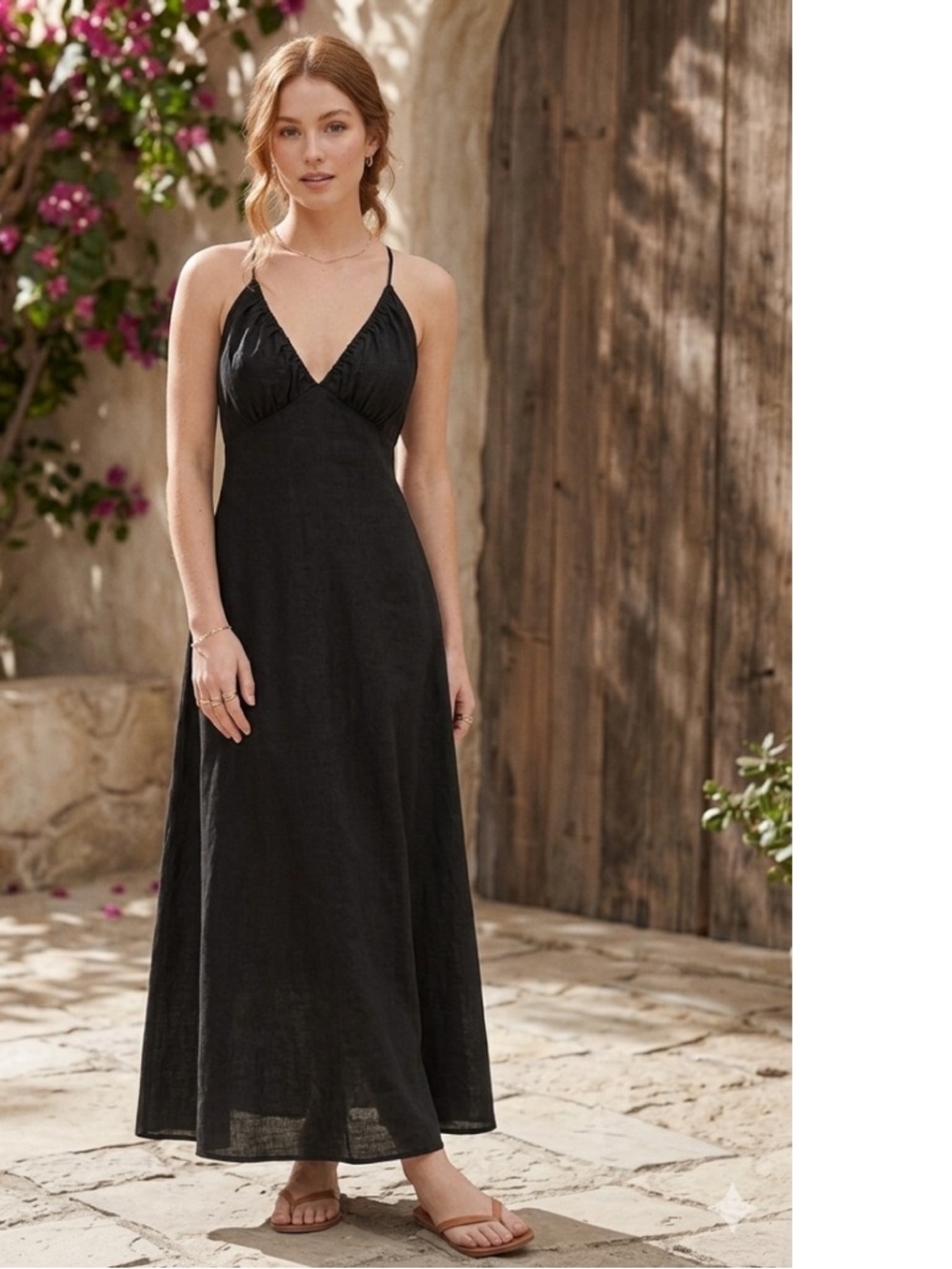 & Other Stories Stockholm Black Cut Out Midi Dress Size 8 Backless Cross Straps - Picture 2 of 10